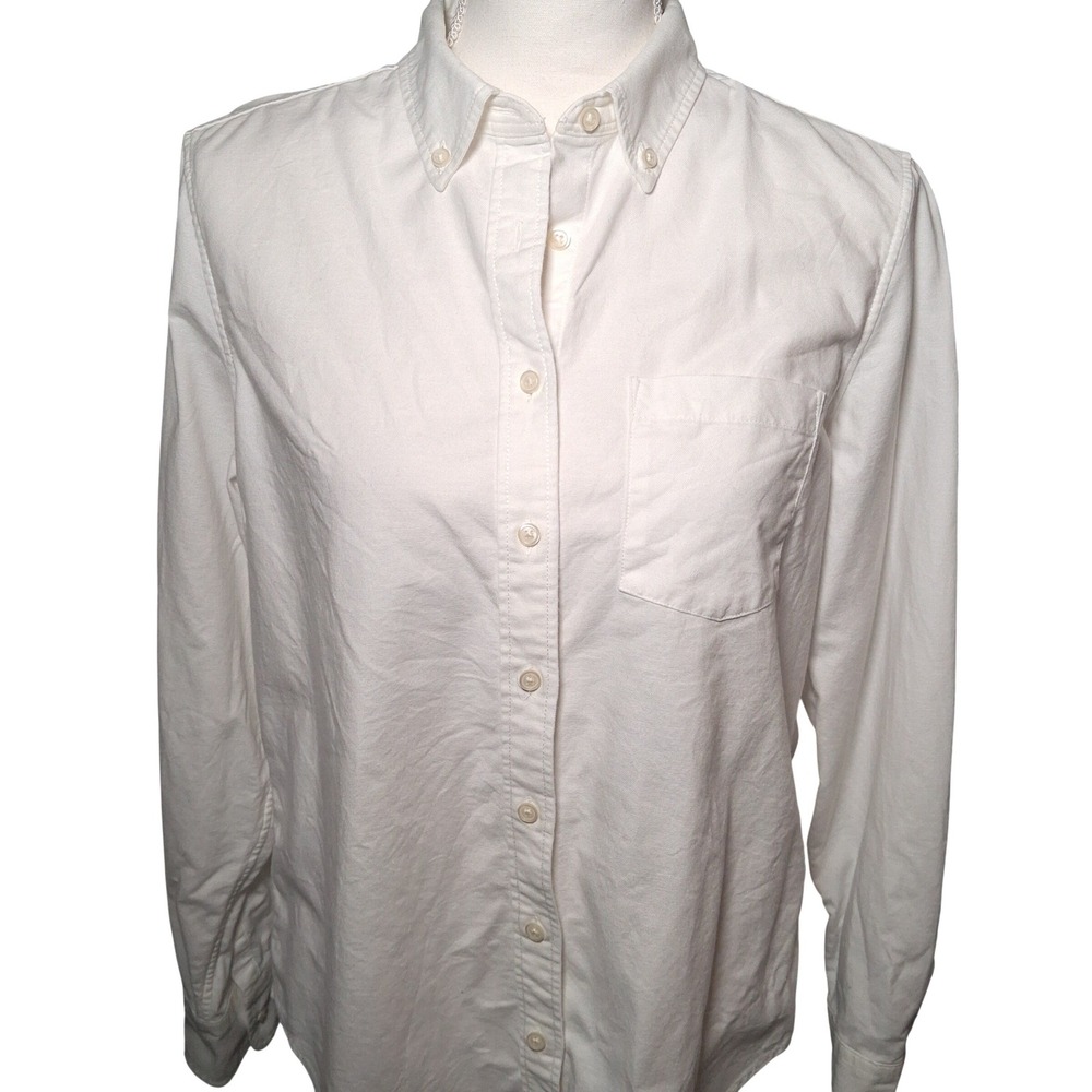 GAP Perfect Shirt M Optic White Button Down Long Sleeve Stretch Womens - Picture 6 of 12